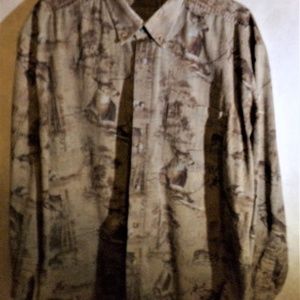 Men's Country Western Deer Print Shirt XL